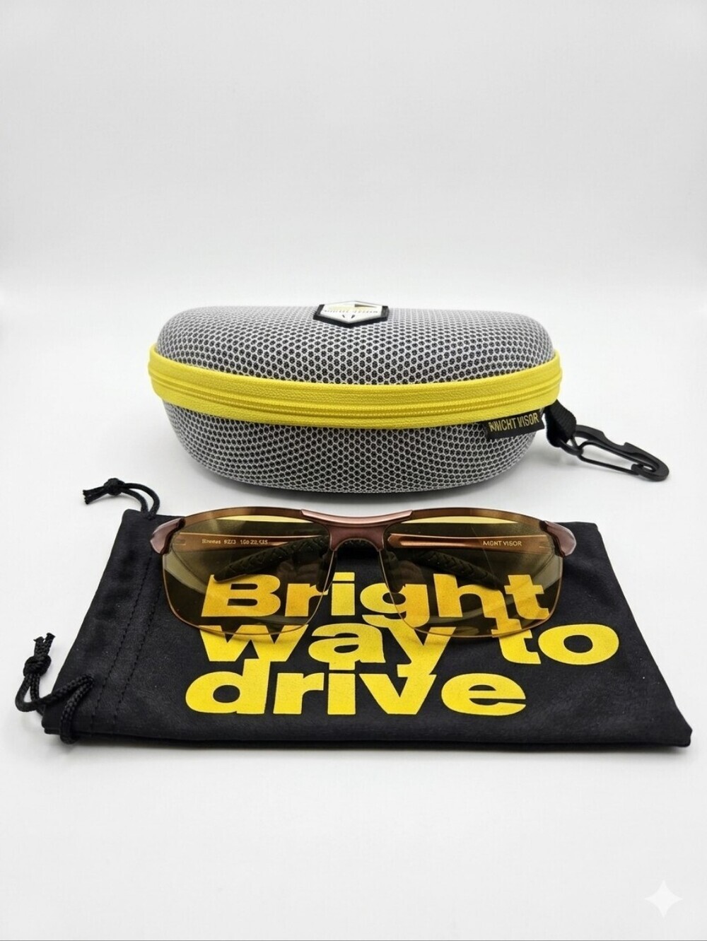 BLUPOND Night Driving Glasses Knight Visor Semi Rimless Frame